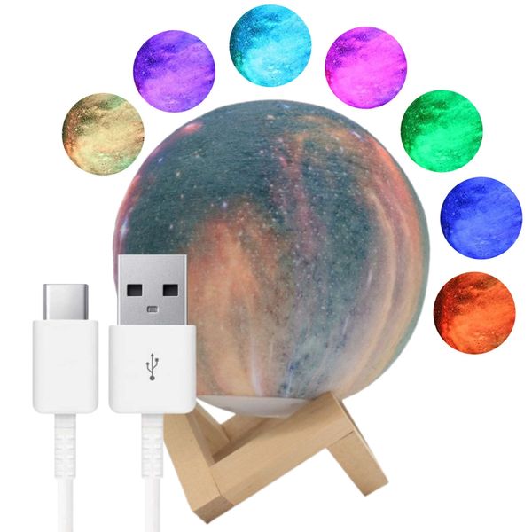 Настільний RGB світильник-нічник з USB, 3D Moon Night Light / Сенсорна лампа-нічник на акумуляторі 123457786 фото