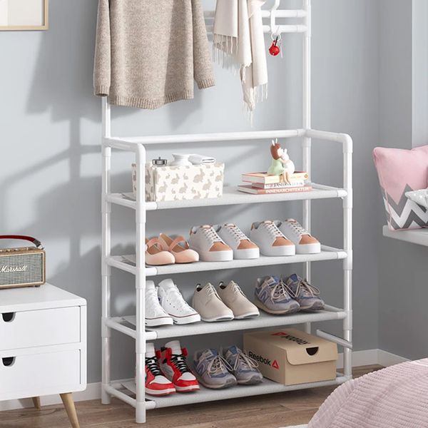 Вішалка для одягу з підставкою для взуття (154х60х29,5см), New simple floor clothes rack / Підлогова стійка-вішалка в передпокій 23456050301 фото