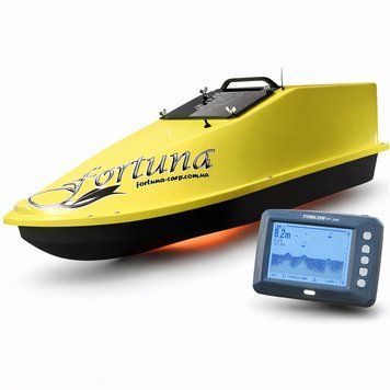 Кораблик прикормочный с эхолотом Toslon TF300 и GPS Cortex 9+1, бункер до 3 л, Фортуна, Желтый / Кораблик для прикормки 345707378 фото