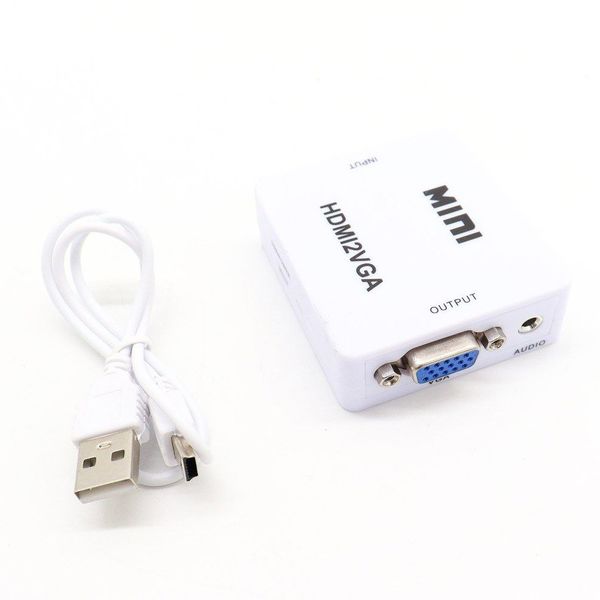 Адаптер-перехідник з HDMI на VGA, зі звуком та зовнішнім живленням / Конвертер перетворювач для ПК та ноутбука  234566320 фото