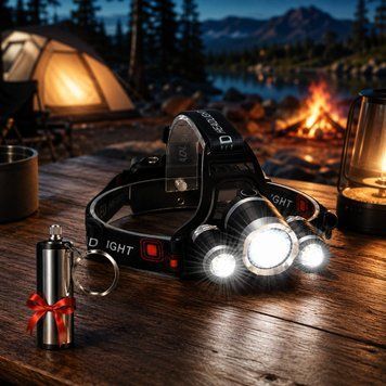 Фонарик налобный Bailong RJ 3000 + Вечная спичка Make Fire / Мощный аккумуляторный фонарь на лоб  123456819 фото