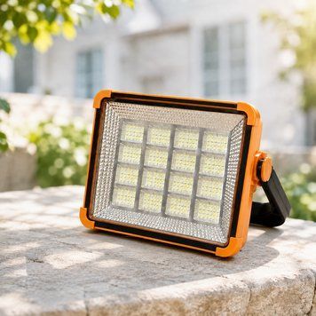 Аккумуляторный LED прожектор с солнечной панелью, 2400 mAh, IP66, Оранжевый/Светодиодный фонарь Powerbank 234610997 фото