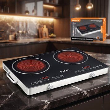 Електрокерамічна настільна сенсорна плита, 3500W, HY-1812, Чорний / Двоконфоркова електроплита / Електрична плита 234608164 фото