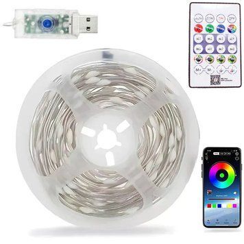 Светодиодная лента RGB 10м, 100LED, от USB + пульт / Умная гирлянда-лента с управлением телефоном 234581424 фото