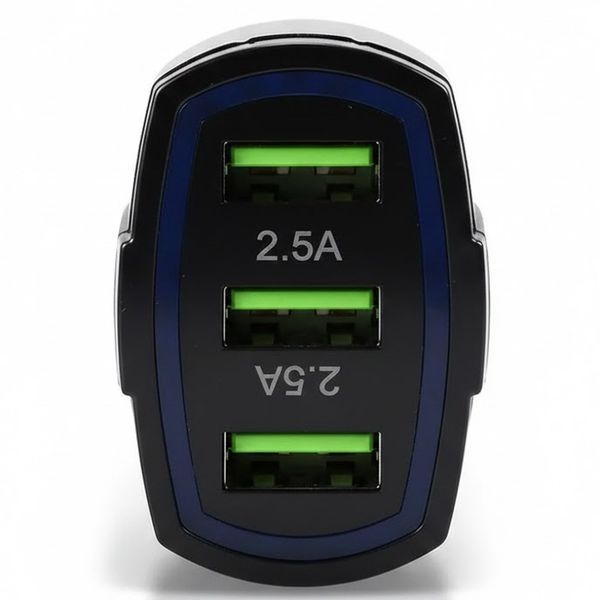 Автомобильное зарядное устройство 10,5Вт, 2,5A, 3хUSB, ADL-AK5, Черный / Зарядка в прикуриватель / Зарядка для телефона в машину 234592108 фото
