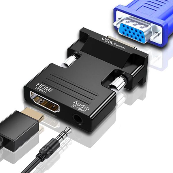 Конвертер з HDMI на VGA + аудіо вихід, 1080р / Перехідник-перетворювач сигналу з HDMI на VGA 234566319 фото