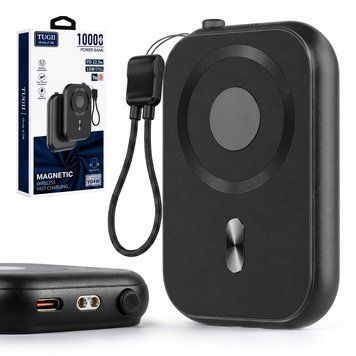 Магнитный повербанк 10000 мАч, Type-C + подвеска, TUGII Y04W, Черный / Power Bank MagSafe / Павербанк для зарядки телефона 234590729 фото
