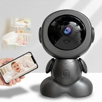 Поворотная видеокамера USB Q1 360&deg;, Черная / Цифровая видеоняня с микрофоном / Проводная камера наблюдения для детей и животных 234592710 фото