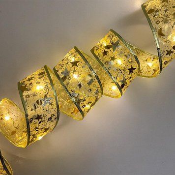 Светодиодная елочная гирлянда в виде ленты от 3хАА, 10м, 100LED, Теплый белый / Гирлянда-лента / Гирлянда на елку 234588939 фото