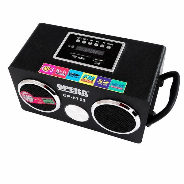 Портативная колонка радио с пультом, FM, SD, USB, MP3, OPERA OP-8752, Черная / Портативное радио / Радиоприемник на аккумуляторе 234594622 фото