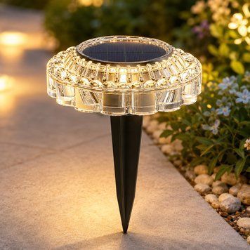 Садовий світильник на сонячних батареях, 15х11 см, 4 LED, Чорний / Грунтовий ліхтар круглий / Підсвітка садових доріжок 234598355 фото