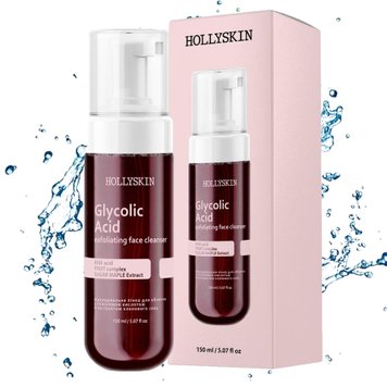 Відлущувальна пінка для обличчя в з гліколевою кислотою, Hollyskin Glycolic Acid Exfoliating Face / Пінка для вмивання з екстрактом кленового соку  234567665 фото