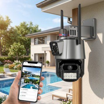 Вулична IP камера Dual Lens 6MP з сиреною 234568441 фото