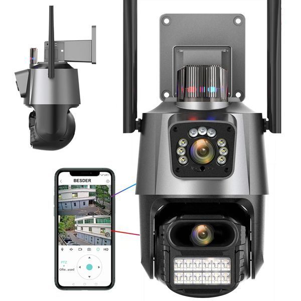 Вулична WIFI камера Dual Lens + Карта пам'яті microSD 128GB / Поворотна вай фай камера відеоспостереження 234568441((артикул вірний)) фото