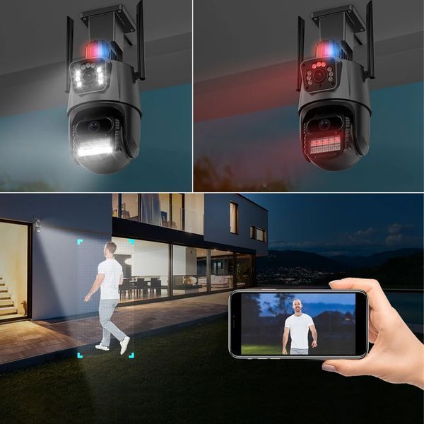 Вулична WIFI камера Dual Lens + Карта пам'яті microSD 128GB / Поворотна вай фай камера відеоспостереження 234568441((артикул вірний)) фото