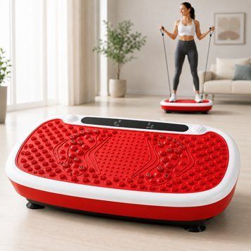 Віброплатформа з Bluetooth, LED, пульт, еспандери, Червоний / Вібротренажер для схуднення / Вібраційна платформа 234596707 фото