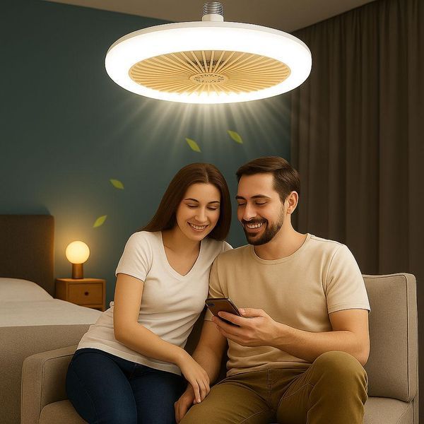 Набор 2 шт Лампа-вентилятор в патрон Е27 + пульт, CHP-006, Белая/LED люстра с вентилятором/Потолочный лед вентил 234569675(связка) фото Набор 2 шт Лампа-вентилятор в патрон Е27 + пульт, CHP-006, Белая/LED люстра с вентилятором/Потолочный лед вентил 234569675(связка) фото