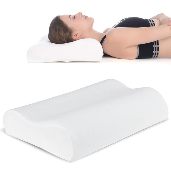 Ортопедическая подушка для сна с эффектом памяти 50x29x10/7см, Memory Foam Pillow / Анатомическая подушка из пены для шеи 234561305 фото