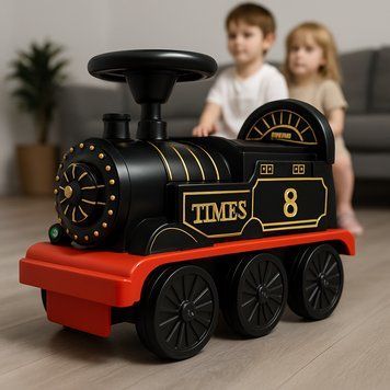 Детский аккумуляторный поезд с рельсами 220 см со светом и звуками, Retro Train, Черный / Детский поезд / Электро-паровозик 234589973 фото