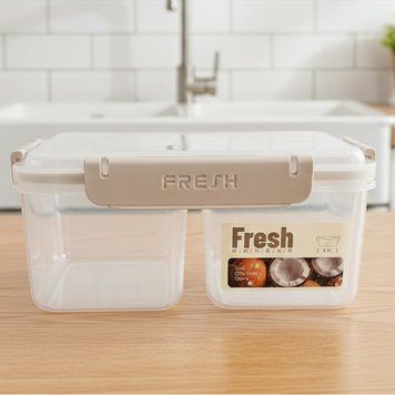 Ланчбокс 1,4л з роздільником та кришкою, Fresh / Прямокутний харчовий контейнер / Герметичний бокс / Контейнер для їжі 234589411 фото