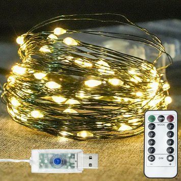 Світлодіодна гірлянда Роса від USB, 30м, 300LED, Теплий білий / LED гірлянда від павербанку / Гірлянда на ялинку 234574674 фото