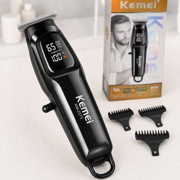 Машинка для стрижки, 3 насадки, USB-C, Kemei KM-2273, Черный / Аккумуляторная машинка для стрижки волос / Беспроводной триммер 234595933 фото