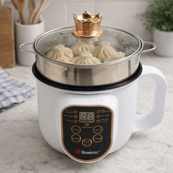 Электрическая кастрюля с пароваркой 1.8 л, 2000 Вт, Domotec MS-7729, Белая / Электрокастрюля / Кухонная мини рисоварка 234592607 фото