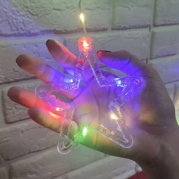 Гирлянда Штора от USB, 3м, с пультом, звезды и олени, Разноцветный / Новогодняя LED гирлянда на штору 234576474 фото