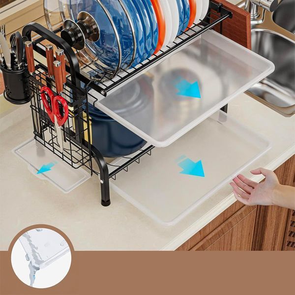 Сушилка для посуды из нержавеющей стали Kitchen rack double deck / Стойка настольная для хранения посуды 234568718 фото