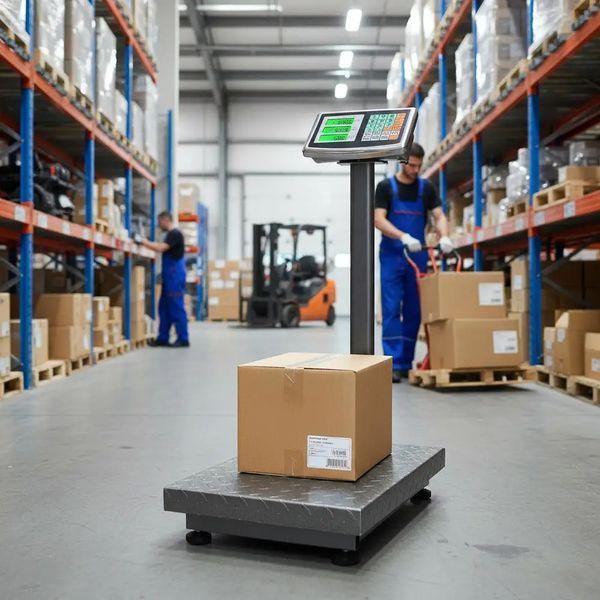 Торговые весы, 600кг, 60х45см, Wi-fi, BOBBYTEC TF5100-600, Черный / Электронные весы на аккумуляторе / Весы напольные со стойкой 234594552 фото