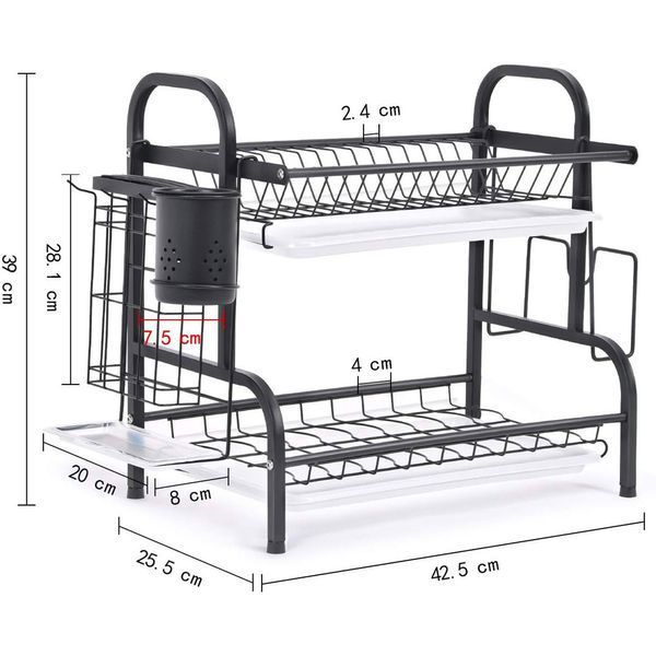 Сушилка для посуды из нержавеющей стали Kitchen rack double deck / Стойка настольная для хранения посуды 234568718 фото