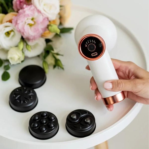 Антицелюлітний масажер для тіла Deep Rolling Massager, Білий / Ручний акумуляторний вібромасажер з насадками 234569333 фото