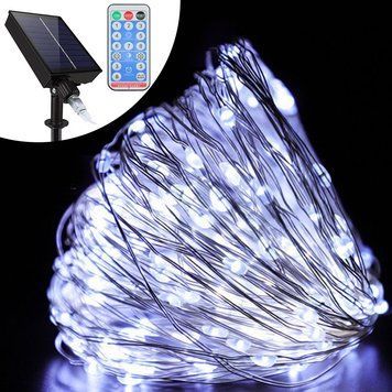 Гірлянда штора Роса від сонячної панелі 3х2, 5м, 200LED + пульт, Холодний білий / Вулична гірлянда 234568491 фото