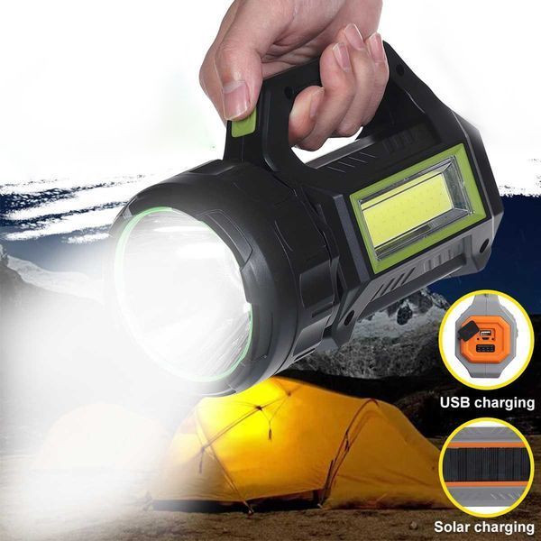 Ручной фонарь 3в1 20000 мАч, с USB, солнечной панелью и Power Bank, 30 Вт, HEL-T9 / Ручной аккумуляторный фонарик 234563915 фото