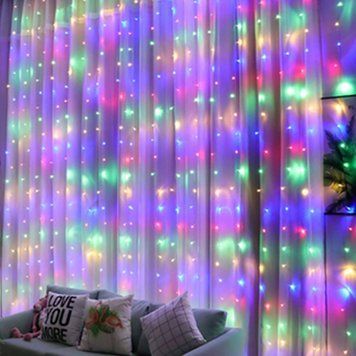 Гирлянда штора от сети, 3х3м, 360 LED, AD-50568, Разноцветный свет / Светодиодная новогодняя гирлянда на окно 23457417802 фото