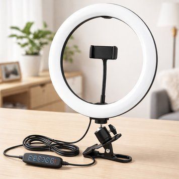 Кольцевая лампа на прищепке, 20см, от USB, LJJ20 / Светодиодная Лампа для селфи / Селфи-лампа 234591910 фото