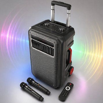 Bluetooth колонка 60Вт + 2 мікрофона і пульт, SL 10-22, Чорний / Активна акустична система валіза /Портативна колонка блютуз 234593032 фото
