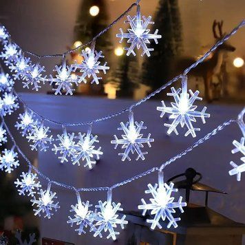 Гирлянда Снежинки, от батареек, 3м, 20LED, Холодный белый / Светодиодная гирлянда новогодняя / LED гирлянда 234588562 фото