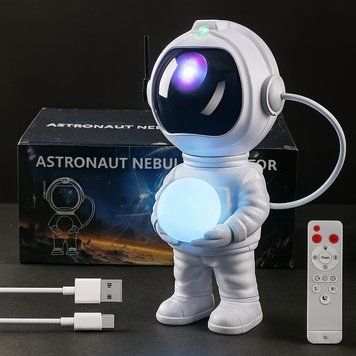 Лазерный ночник-проектор звездного неба Космонавт, USB + пульт / Детский светильник с проекцией космоса 234587261 фото