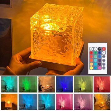 Настольная лампа ночник с эффектом водяной ряби 16 цветов + пульт, от USB / RGB ночник / Светильник настольный 234573701 фото