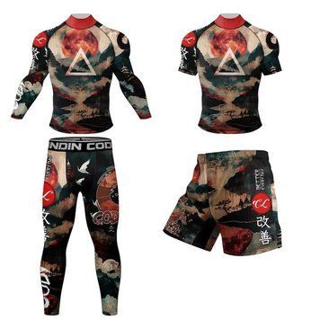 Мужской компрессионный спортивный комплект, 4в1, XXL, BloodMoon / Компрессионный тренировочный набор / Комплект спортивного белья 34560496803 фото