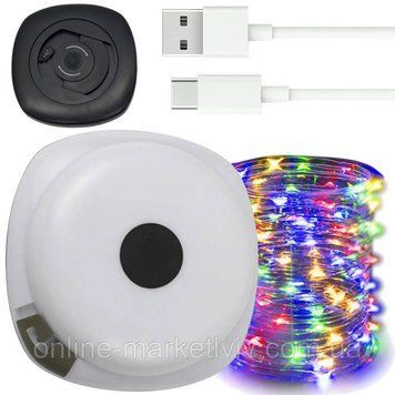 Акумуляторна гірлянда з ліхтарем 10м, USB, Різнокольоровий / Кемпінговий ліхтар / Гірлянда для кемпінгу 234574646 фото