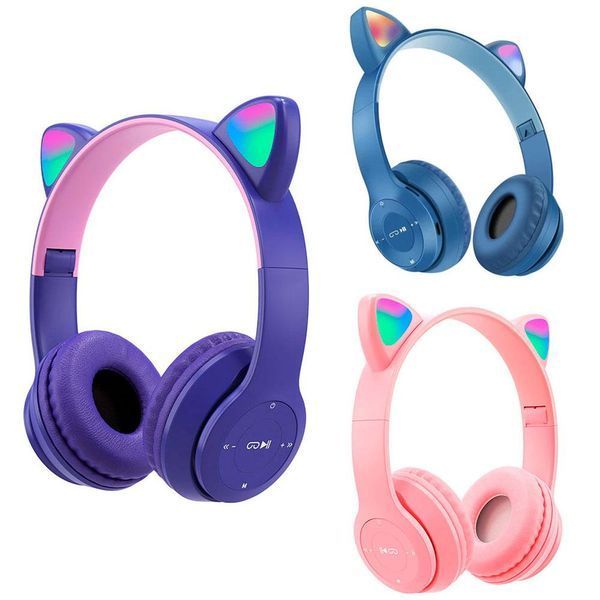 Беспроводные Bluetooth наушники с кошачьими ушками и подсветкой Cat Miu Star P47 Синие / Детские наушники 23456529101 фото Беспроводные Bluetooth наушники с кошачьими ушками и подсветкой Cat Miu Star P47 Синие / Детские наушники 23456529101 фото