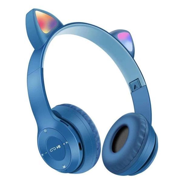 Беспроводные Bluetooth наушники с кошачьими ушками и подсветкой Cat Miu Star P47 Синие / Детские наушники 23456529101 фото Беспроводные Bluetooth наушники с кошачьими ушками и подсветкой Cat Miu Star P47 Синие / Детские наушники 23456529101 фото