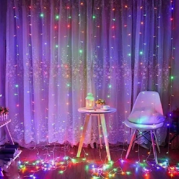 Светодиодная гирлянда Штора от сети, 3х2м, 200LED, Разноцветный / Гирлянда занавес на окно / Новогодняя гирлянда 23458184901 фото