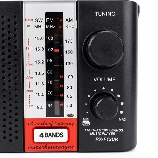 Портативний радіоприймач із USB, SD, AUX, RX-F12UR, Чорний / Радіо-програвач / FM приймач акумуляторний 234587214 фото