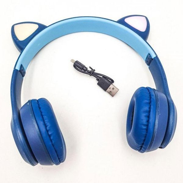 Беспроводные Bluetooth наушники с кошачьими ушками и подсветкой Cat Miu Star P47 Синие / Детские наушники 23456529101 фото Беспроводные Bluetooth наушники с кошачьими ушками и подсветкой Cat Miu Star P47 Синие / Детские наушники 23456529101 фото