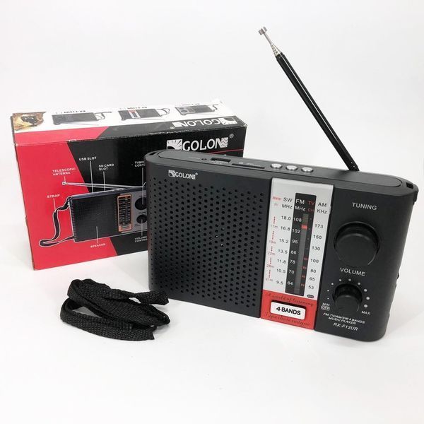 Портативний радіоприймач із USB, SD, AUX, RX-F12UR, Чорний / Радіо-програвач / FM приймач акумуляторний 234587214 фото