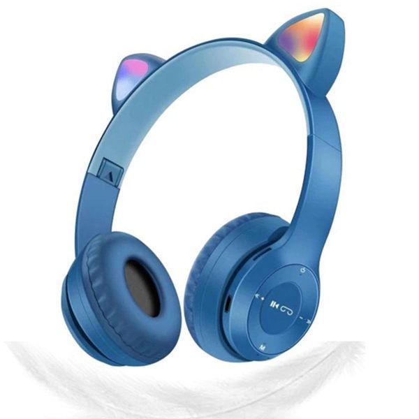 Беспроводные Bluetooth наушники с кошачьими ушками и подсветкой Cat Miu Star P47 Синие / Детские наушники 23456529101 фото Беспроводные Bluetooth наушники с кошачьими ушками и подсветкой Cat Miu Star P47 Синие / Детские наушники 23456529101 фото