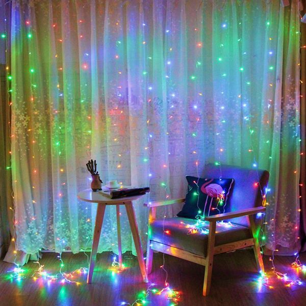 Светодиодная гирлянда Штора от сети, 3х2м, 200LED, Разноцветный / Гирлянда занавес на окно / Новогодняя гирлянда 23458184901 фото